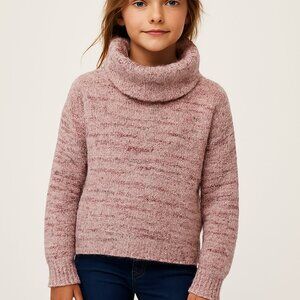 Art Class Cowl Neck Sweater Long Sleeve Marled Blush Pink Purple Winter 7-8